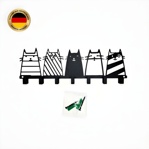 Schlüsselhaken katzenmotiv - schlüsselhaken, im